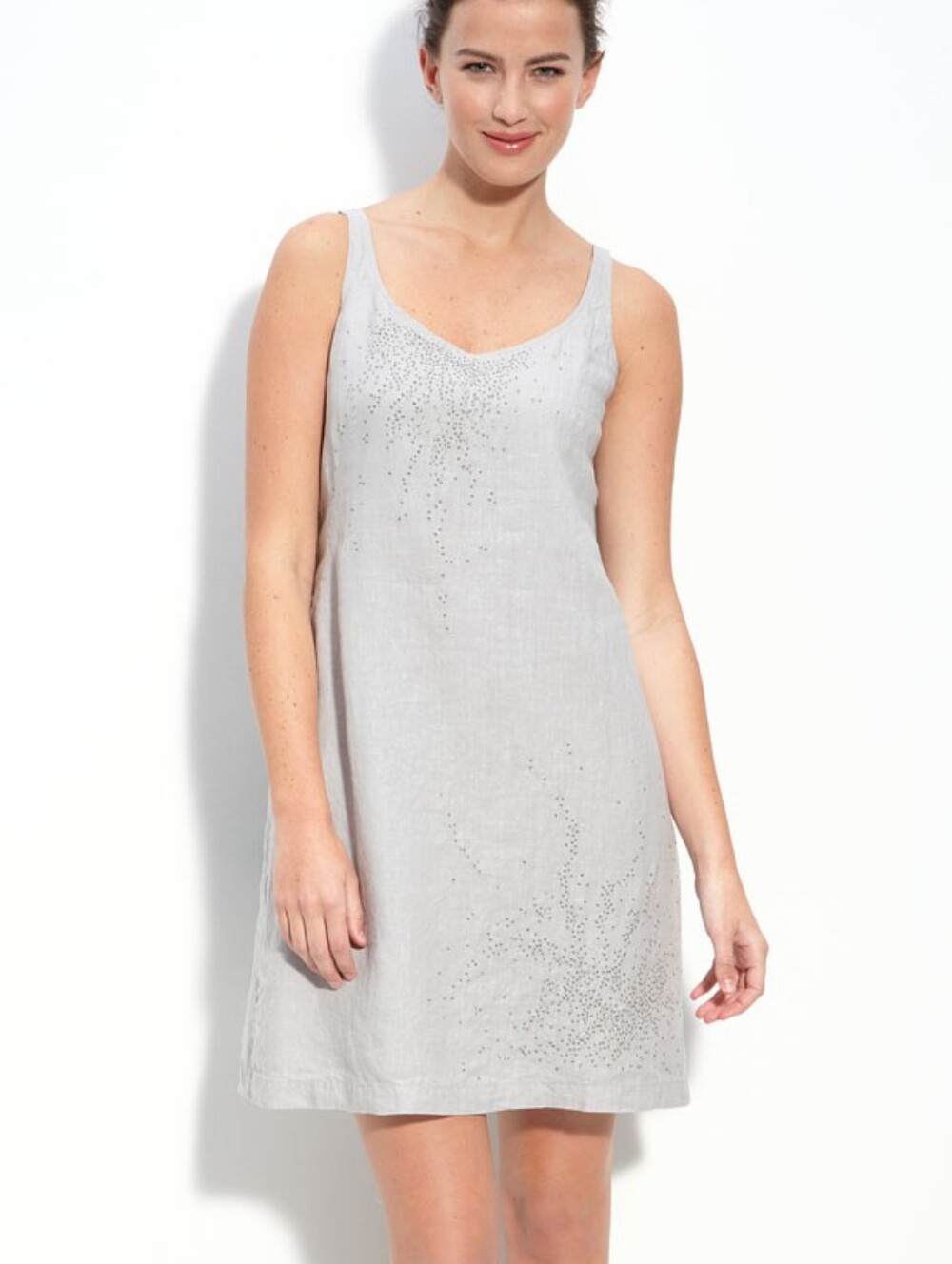 Eileen Fisher Irish Linen Sequin Tank Dress Gray Size 16